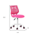 Pink and White Adjustable Height Swivel Rolling Office Chair