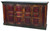 80" Brown And Red Distressed Solid Wood Carved Floral Buffet Table with Four Doors