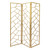 3 Panel Gold Room Divider with Geometric Motif