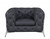 Three Piece Indoor Dark Gray Italian Leather Five Person Seating Set