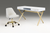 47" White and Gold Wood and Metal Computer Desk With Two Drawers