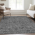 10' X 14' Gray Charcoal And Silver Floral Washable Indoor Outdoor Area Rug