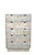 35" Gray Carved Abstract Solid Wood Five Drawer Dresser