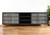 92" Dark Brown Carved Geometric Distressed Solid Wood Enclosed and Open Storage TV Stand