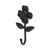 4" Black Cast Iron Flower Wall Hook