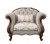 48" Beige Fabric And Cherry Floral Arm Chair