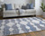 Homeroots Home Decor 8' x 10' Ivory Gray and Blue Chevron Power Loom Stain Resistant Area Rug