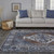 8' X 10' Blue And Ivory Floral Medallion Area Rug