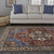 5' X 8' Blue And Orange Floral Medallion Area Rug