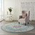homeroots home decor 8’ Round Light Blue Distressed Medallion Area Rug, Light Blue, Round