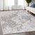 5' X 8' Gray And Ivory Damask Area Rug