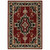 Homeroots Home Decor 3' x 5' Oriental Area Rug, Red Black Beige Blue, Stain Resistant, With Fringe