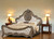 Oak and Bronze Solid Wood Tufted Upholstered Faux Leather Bed Frame