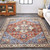 9' X 12' Blue And Orange Floral Medallion Area Rug