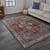 9' X 12' Blue And Orange Floral Medallion Area Rug