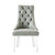 Set of Two Tufted Gray and Clear Upholstered Faux Leather Dining Side Chairs