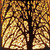 9" Black Pierced Trees Geometric Battery Operated Desk Lamp With Novelty Shade