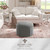 23" Light Grey 100% Linen Oval Ottoman