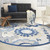 Homeroots Home Decor 8' Round Blue and Gray Indoor Outdoor Area Rug, Round, Blue and Gray