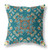 16" X 16" Green And Red Broadcloth Floral Throw Pillow