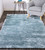 4' X 6' Blue And Silver Shag Tufted Handmade Area Rug