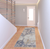 8' Tan Blue And Beige Abstract Distressed Runner Rug