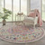 8’ Round Ivory and Pink Medallion Area Rug - 4512822823225