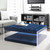 36" Navy Tufted Velvet Clear Acrylic Sides Storage Ottoman
