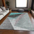 8' X 10' Teal Gray And Ivory Geometric Washable Area Rug With UV Protection