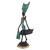 West African Vintage Hand Cast Bronze Figurine an African Dancer in Turquoise - 808230096417