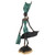 West African Vintage Hand Cast Bronze Figurine an African Dancer in Turquoise - 808230096417