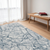 5' X 8' Blue Gray And Ivory Abstract Distressed Stain Resistant Area Rug