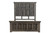 Brown Carved Geometric Distressed Solid Wood Queen Bed Frame