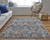 5' X 8' Blue Orange And Ivory Floral Power Loom Area Rug With Fringe - 606114131762
