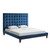 Navy Blue Tufted Velvet Upholstered Queen Bed Frame