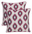 Set of Two Purple and Ivory Ikat Poly Cotton Blend Throw Pillow Cover