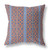 20" X 20" Blue And Red Broadcloth Floral Throw Pillow
