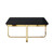 35" Black And Gold Stainless Steel Square Coffee Table