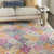 Homeroots Home Decor Muted Brights Floral Diamond Area Rug, 8' x 10', Distressed Finish