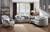 95" Light Gray Linen And Black Sofa With Five Toss Pillows