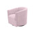 31" Blush And Black Velvet Tufted Swivel Barrel Chair