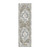 8' Gray Beige and Blue Geometric Distressed Runner Rug With Fringe