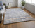 Homeroots Home Decor 5' x 8' Ivory Blue and Orange Striped Power Loom Stain Resistant Area Rug