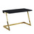 47" Black and Gold Wood and Stainless Steel Sled Writing Desk