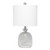 20" Gray Glass Round Table Lamp With White Drum Shade