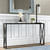 26" Black Metal Arched Table Lamp With White Cylinder Shade