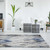 Homeroots 8'x11' Grey Navy Machine Woven Oversized Leaves Indoor Area Rug