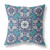 18" X 18" Blue And White Blown Seam Suede Geometric Throw Pillow