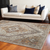 8' X 10' Brown Ivory And Orange Medallion Distressed Washable Area Rug