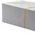 48" White And Gold Glass Faux Marble and Stainless Steel Coffee Table